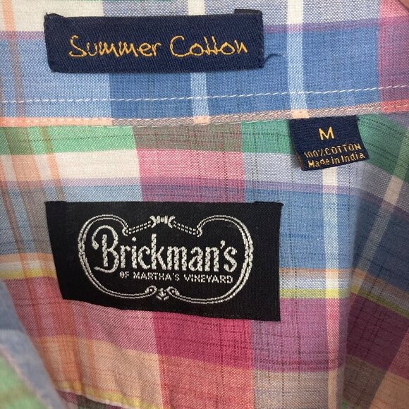 Vintage Brickmans Of Marthas Vineyard Plaid Shirt Mens Medium Short Sleeve - Picture 5 of 8